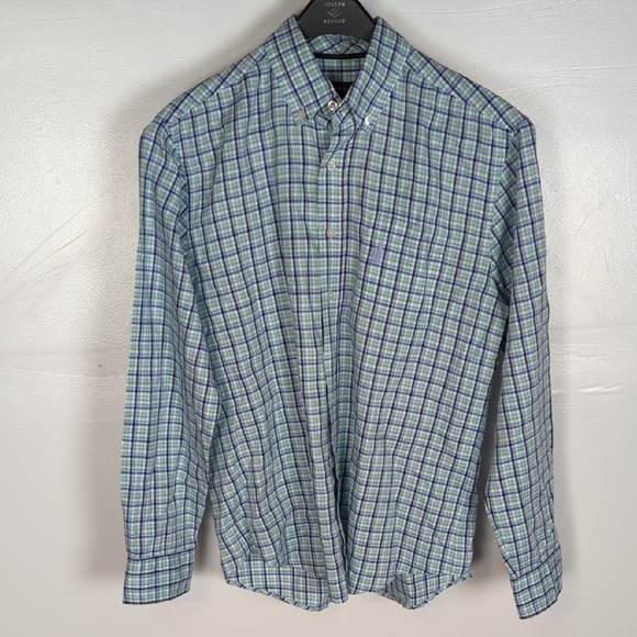 Johnnie-O Plaid Linen Blend Button Up Shirt - Picture 1 of 9